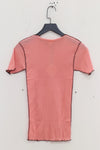 BASERANGE France organic cotton ruffled textured T-shirt BAS-TTVN-RBV-WI22-FENHONG pink